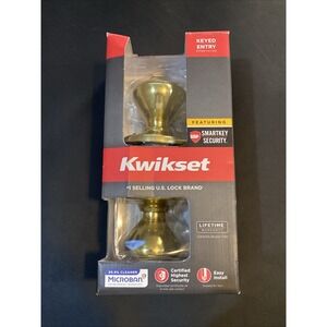 Kwikset Signature SmartKey Brass Entry Lockset Microban Technology